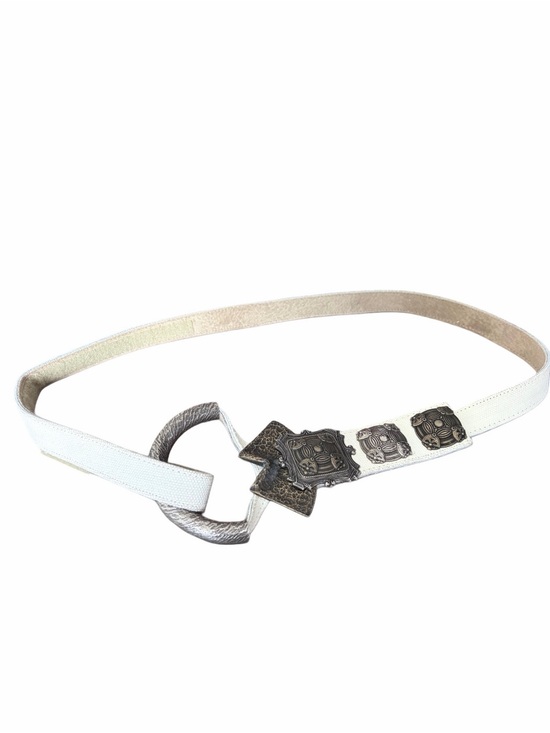 Belts Set of Three Adjustable Faux Leather Metal Accent Waist Belts Brown Cream main image 5